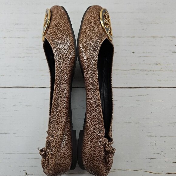Tory Burch Reva Coconut Brown Stingray Leather Ballet Flats Womens Size‎ 8 - Picture 7 of 12